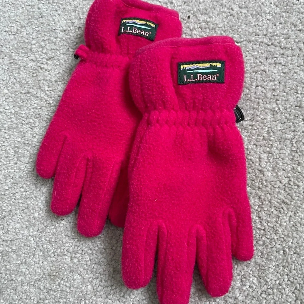 L.L. Bean Kids Fleece Gloves Hot Pink Winter Warm Size Kids XS